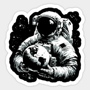 Vintage Astronaut Outer Space Science Earth Retro Space Sticker